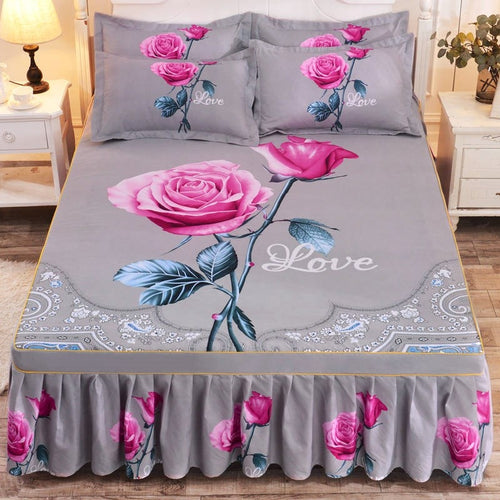 Thickened Sanding Bedspread Wedding Fitted Sheet